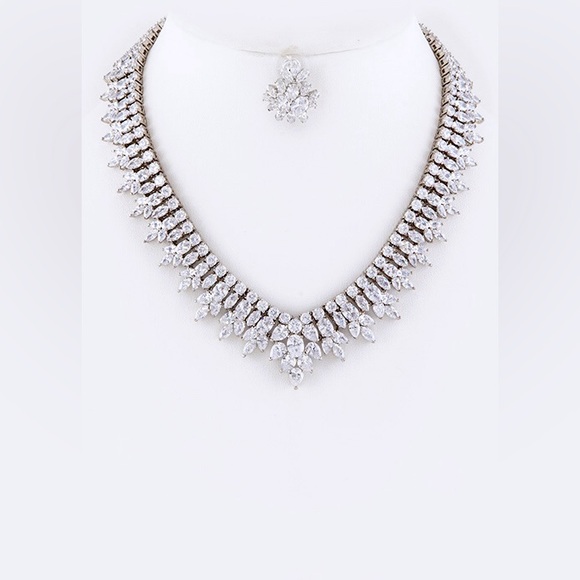 Cubic Zirconia Statement Necklace Set - Picture 1 of 2